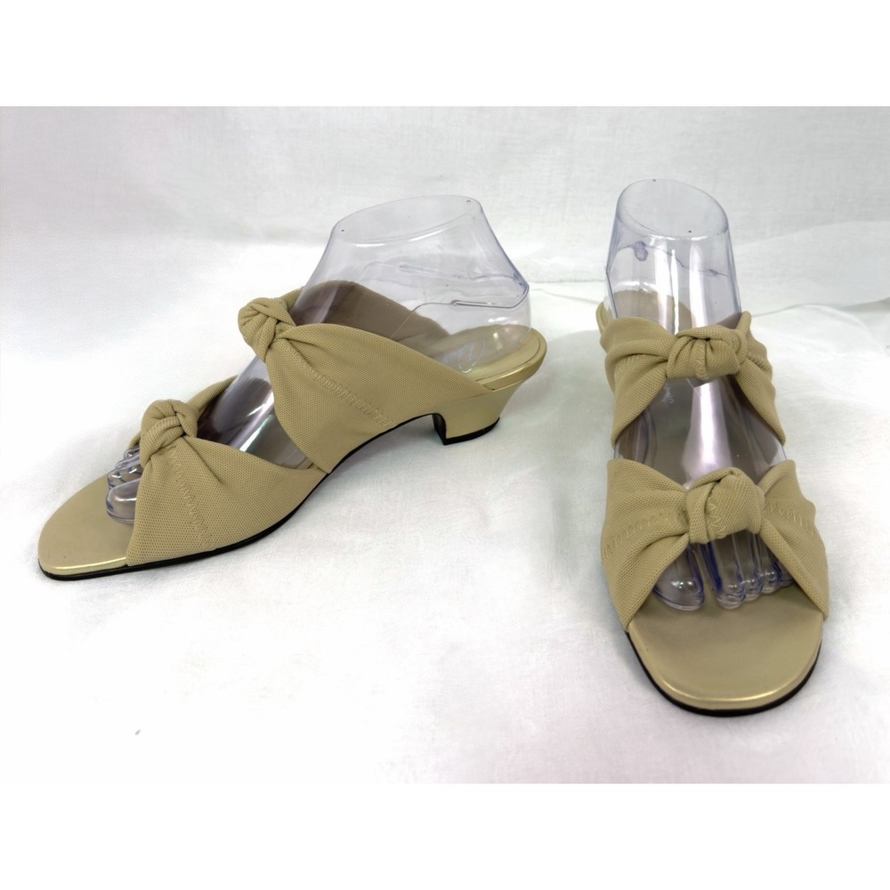 Donald J Pliner Womens 8M Beige Knotted Slide Sandals Spain Low Heel Mule Shoes
